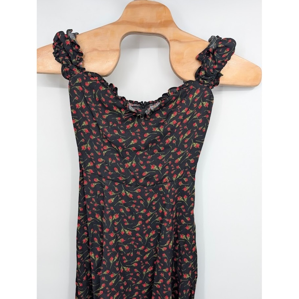 Reformation Pacey Dress Floral Black Red Ruffled Sleeves‎ Women's sz 6 NWT
